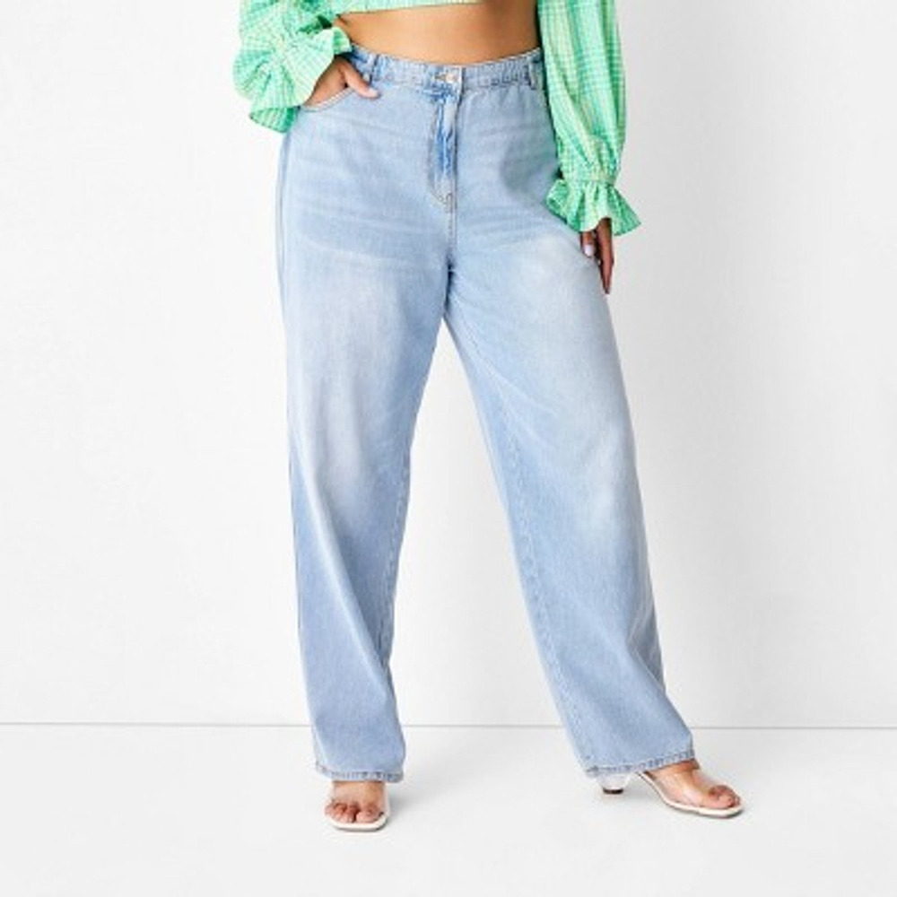 NEW Future Collective Women's Mid-Rise Baggy Fit Jeans - Blue Size 4 - Picture 11 of 12